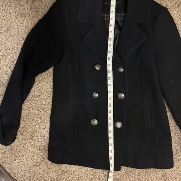 Banana Republic Navy Blue Wool Blend Double Breasted Peacoat- Size Small - Picture 9 of 10
